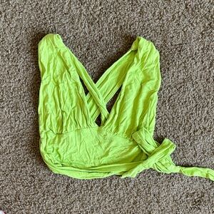 Women’s Neon Green Wrap Crop Top